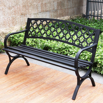 Steel Garden Bench with Lattice Design