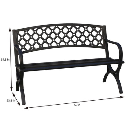 Steel Garden Bench with Lattice Design